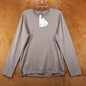 HANRO Shirt Mens Small Tan Pullover Crew Long Sleeve Cotton LIVING